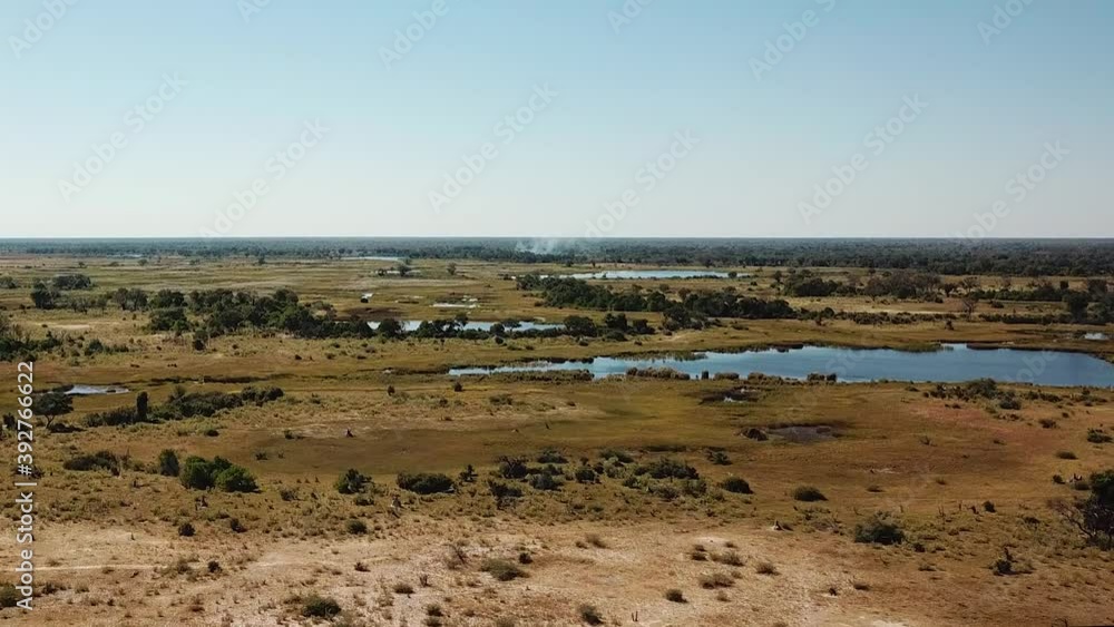 Aerial View of the Waterways and Lagoons Okavango Delta in Botswana, Africa