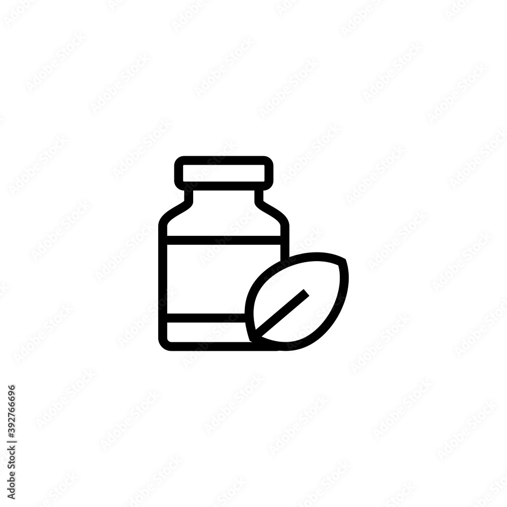 Supplements Icon in black line style icon, style isolated on white background Supplements Icon in black line style icon, style isolated on white background
