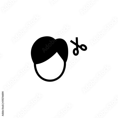 Hair Cut Icon in black flat glyph, filled style isolated on white background