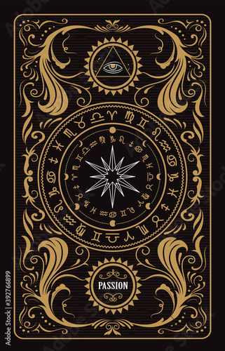 Divine magic occult antique vintage banner vector illustration