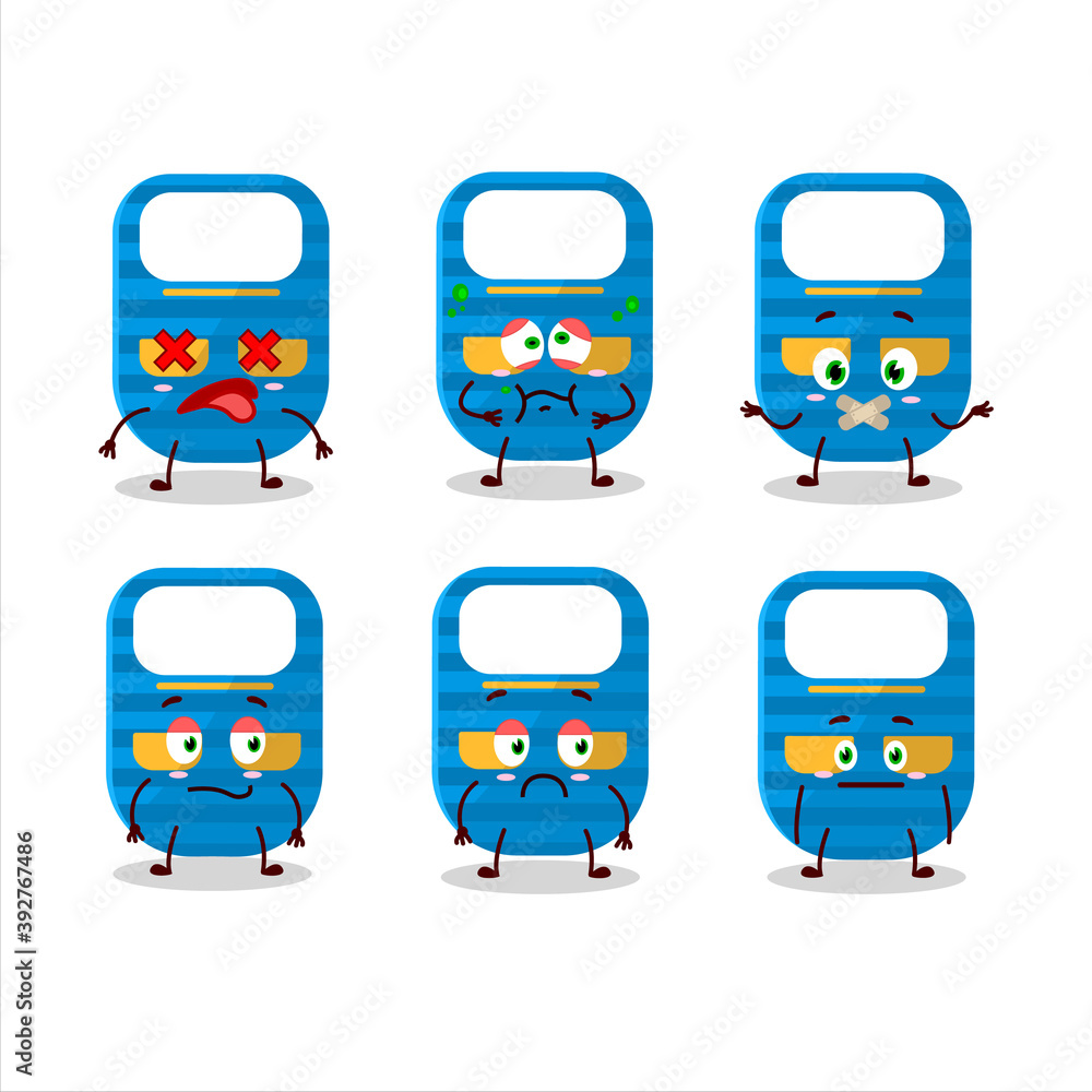 Blue baby appron cartoon character with nope expression Blue baby appron cartoon character with nope expression