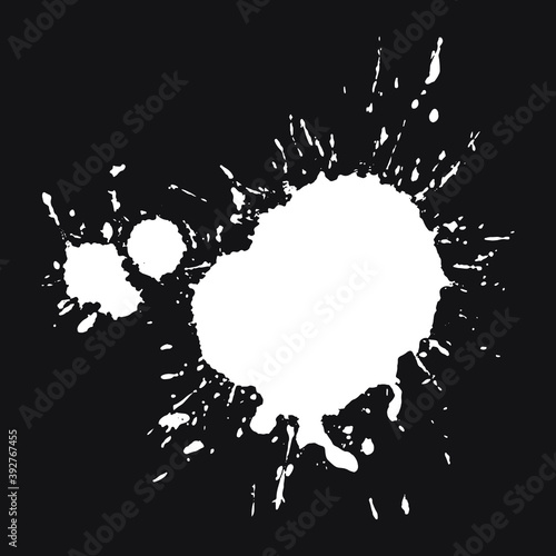 Grungy water splashes, explosion effects, sunbursts hand drawn, roughly handmade on white background EPS Vector
