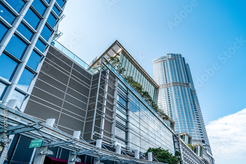 Street View of Hong Kong and glass of skyscrapers
