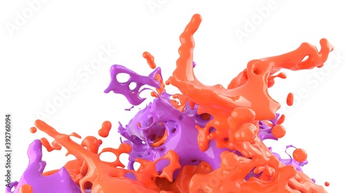 3D render, Colour liquids Splash, Abstract fluid background