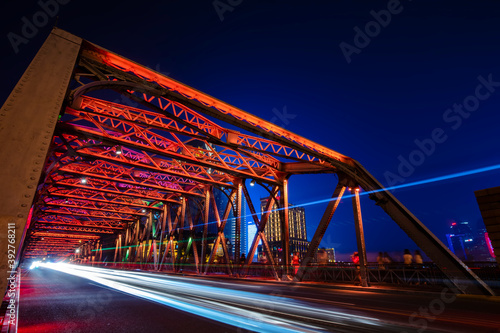 The nightscape of Waibaidu Bridge of Shanghai, China © YuanGeng