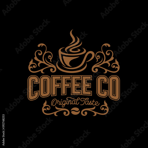 Coffee shop logo design template. Retro coffee emblem. Vector art.