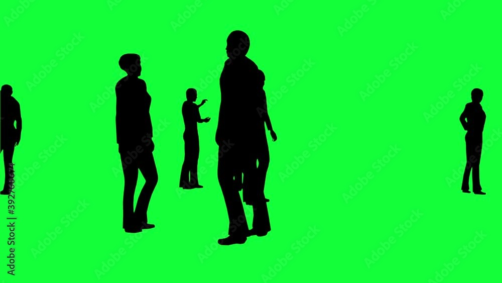 4K Animation of silhouette of people communicate on a green screen or chroma key background 4K Animation of silhouette of people communicate on a green screen or chroma key background