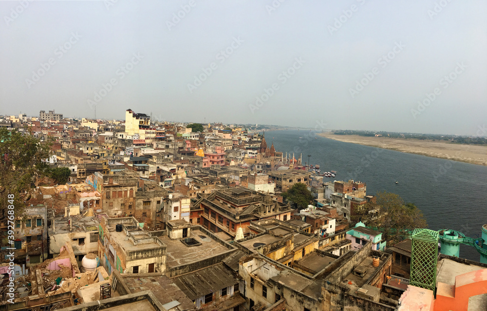 Beautiful view of Banaras Ganga Ghat taken from a height || varanasi ganga ghat || varanasi city view