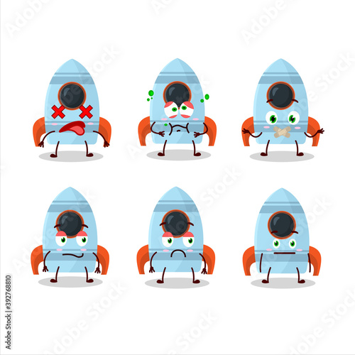 Rocket toy cartoon character with nope expression