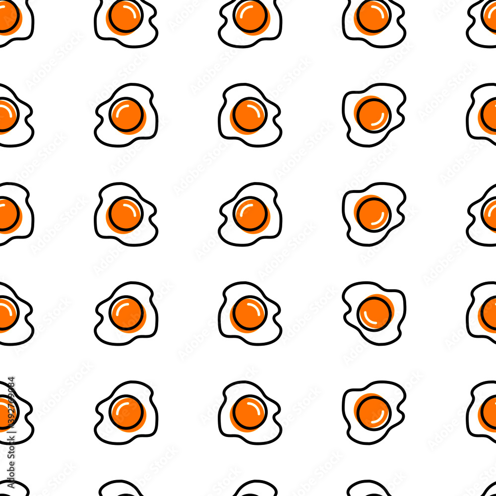 Fried eggs seamless pattern background, Scrambled eggs. Breakfast background Fried eggs seamless pattern background, Scrambled eggs. Breakfast background
