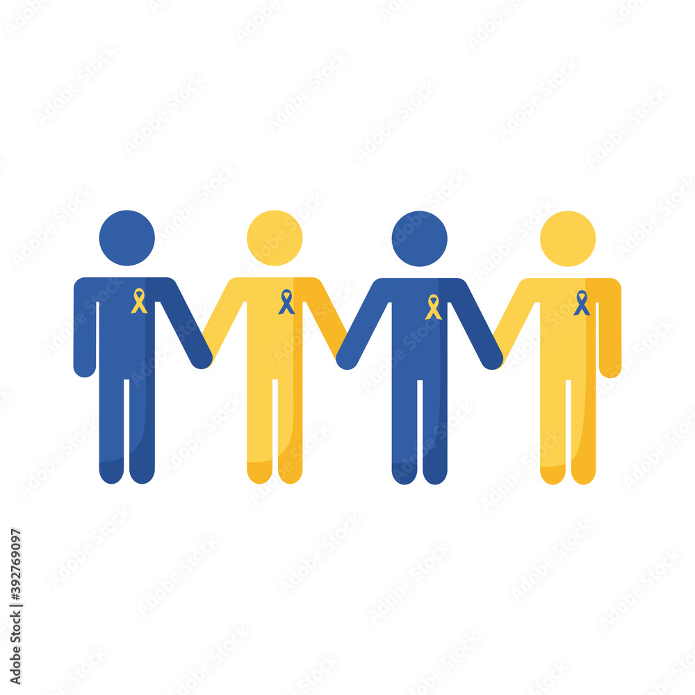 people figures with down syndrome campaign ribbons flat style icon people figures with down syndrome campaign ribbons flat style icon