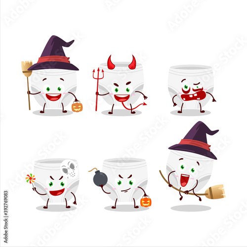 Halloween expression emoticons with cartoon character of white baby diapers