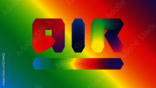 3d gradient custom made rainbow font type on a colorful background. Air logo in dimensional minimal style with overlapping geometric elements. photo