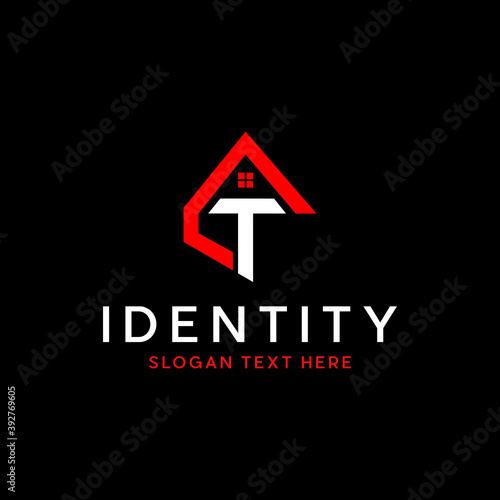 Letter T Home Minimalist Modern Business Realty Logo, t initial home logo design vector template, Letter T House Logo Design Template Inspiration, Vector Illustration.