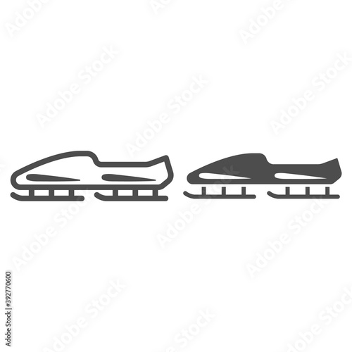 Bobsleigh sled line and solid icon, Winter sport concept, Bobsled sign on white background, Bobsleigh icon in outline style for mobile concept and web design. Vector graphics.