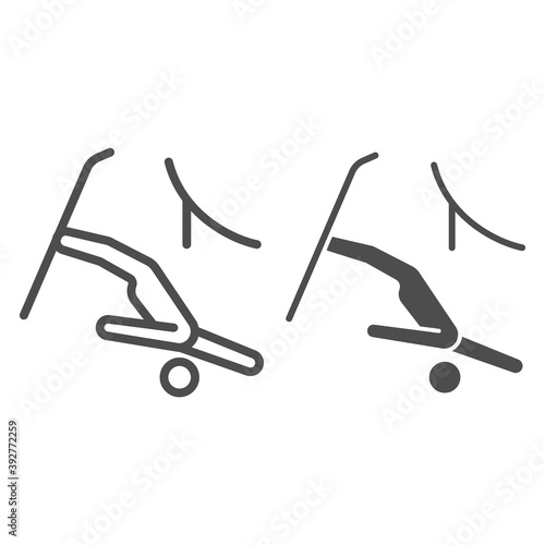 Jumping freestyle line and solid icon, Winter sport concept, Freestyle skiing sign on white background, ski jumping icon in outline style for mobile concept and web design. Vector graphics.