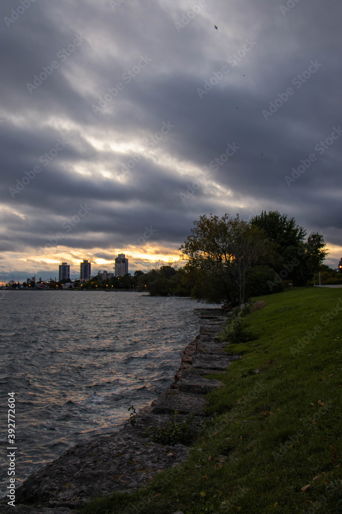 cloudy sunset over the river