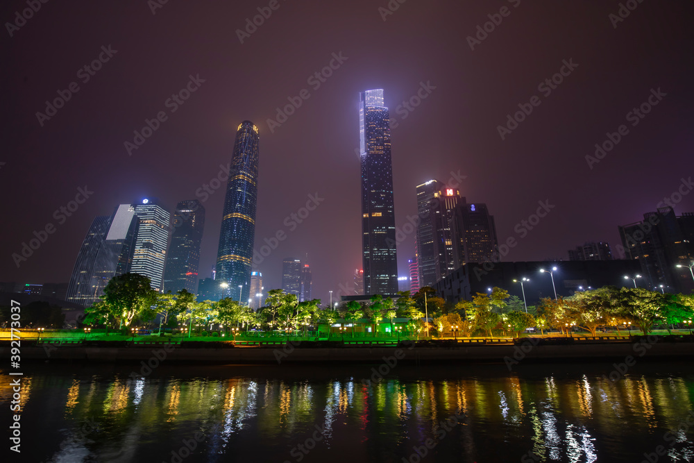 Night in Tianhe Central Business District, Guangzhou, China