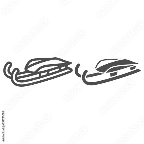 Sleigh for luge line and solid icon, Winter sport concept, Snow sleigh sign on white background, Sled icon in outline style for mobile concept and web design. Vector graphics.