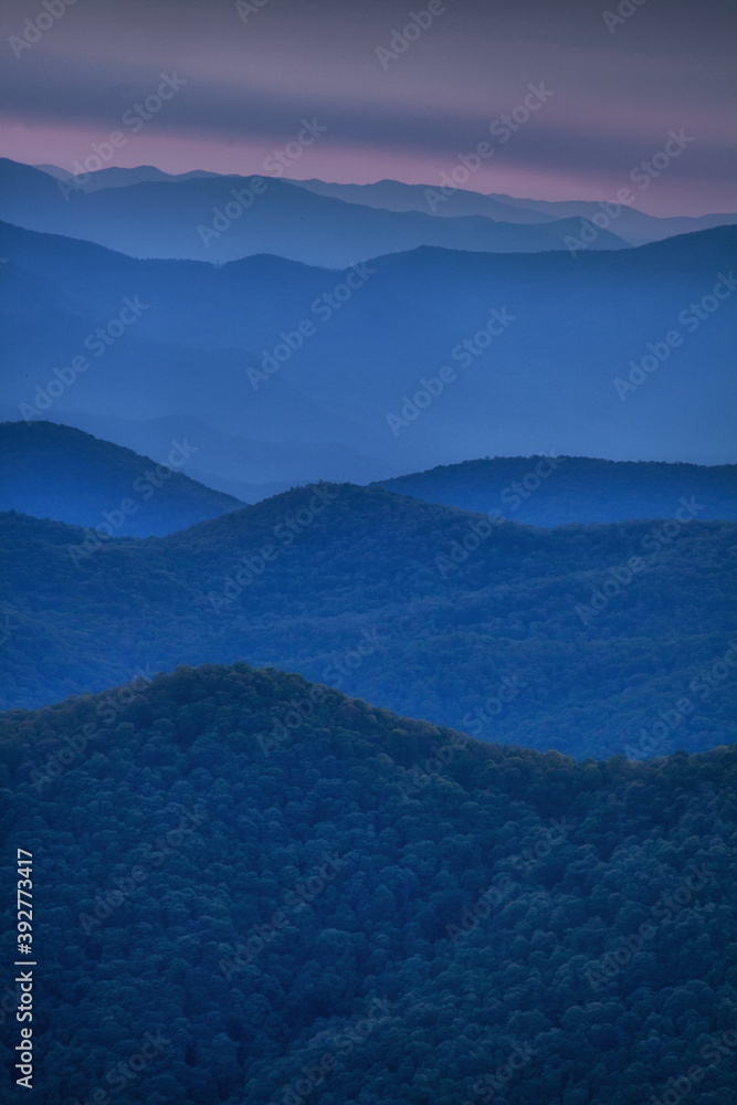 Evening over the Blue Ridge Mountains in North Carolina