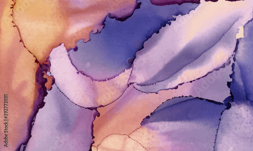 Alcohol ink vector texture banner. Fluid ink abstract background.