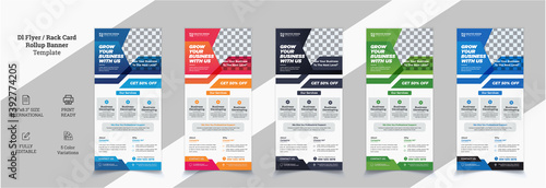 Creative Modern Corporate DL Flyer Design. DL Flyer design. Pink business template for dl flyer. Layout with modern circle photo and abstract background. Creative flyer or brochure concept.Roll up ban