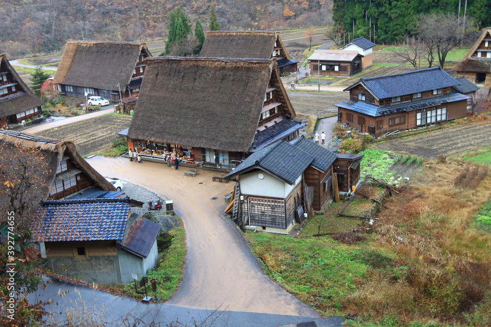 High angle view of Suganuma village, Japan High angle view of Suganuma village, Japan