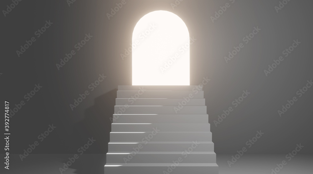 Staircase to door, 3d rendering
