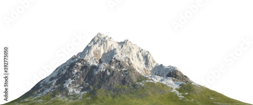 Snowy mountains Isolate on white background 3d illustration