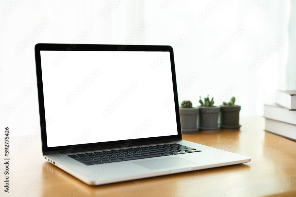 Isolated laptop computer screen with clipping path, minimal modern style of workspace at home with laptop computer Isolated laptop computer screen with clipping path, minimal modern style of workspace at home with laptop computer