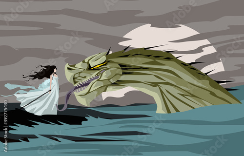 andromeda chaandromeda chained to a rock and cetus greek mythology monster