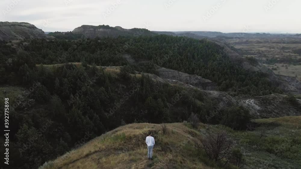 Man looking out into distant nature Man looking out into distant nature