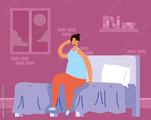 woman suffering from insomnia character