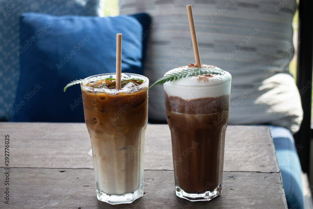 Coffee glass decorated with fern leaf Coffee glass decorated with fern leaf