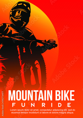 mountain bike fun ride poster template vector illustration