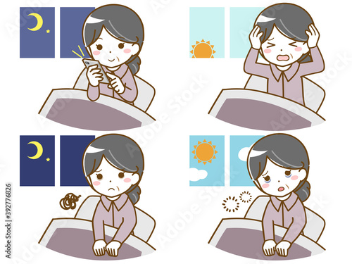 眠れない中年女性