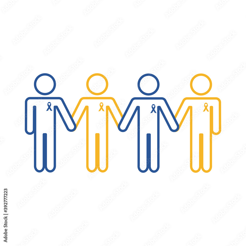 people figures with down syndrome campaign ribbons line style icon people figures with down syndrome campaign ribbons line style icon