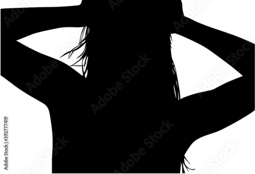 頭を抱える女性シルエット