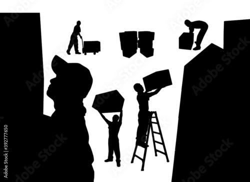 荷物を運ぶ男性シルエット