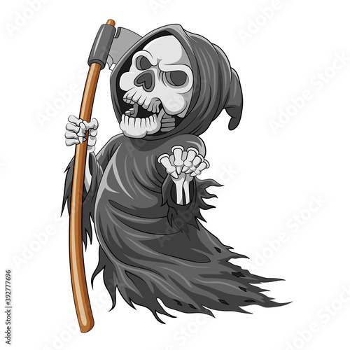 The grim reaper with bone and holding the scythe full of color