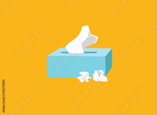 Vector of tissue box on orange background