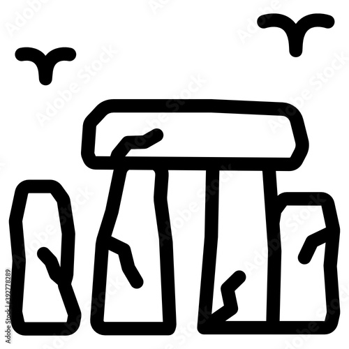 
Historic building, stonehenge icon in solid design  
