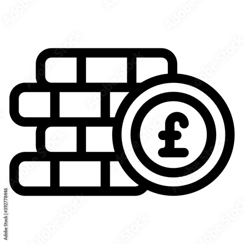 
Coins currency stack, solid icon of pound 
