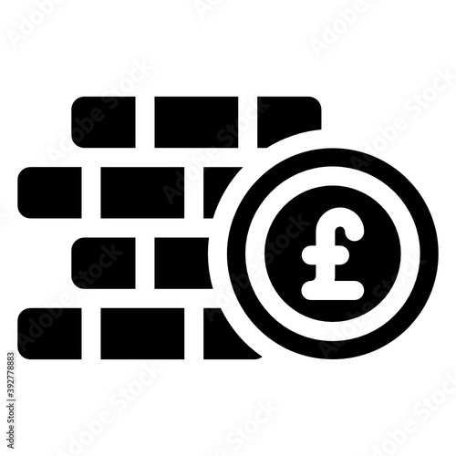 
Coins currency stack, solid icon of pound 
