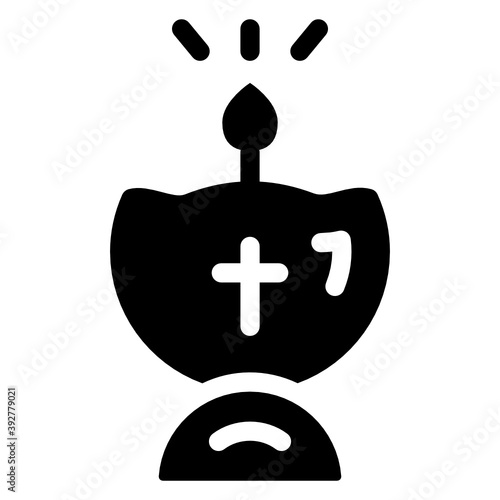 
Catholic holy grail icon in solid design 
