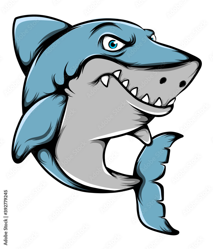 Obraz premium The big shark with the sharp teeth posing with his blue eyes