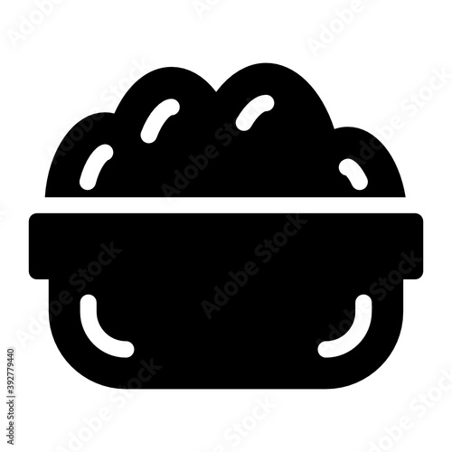 
Rice bowl, icon design of boiled rice 
