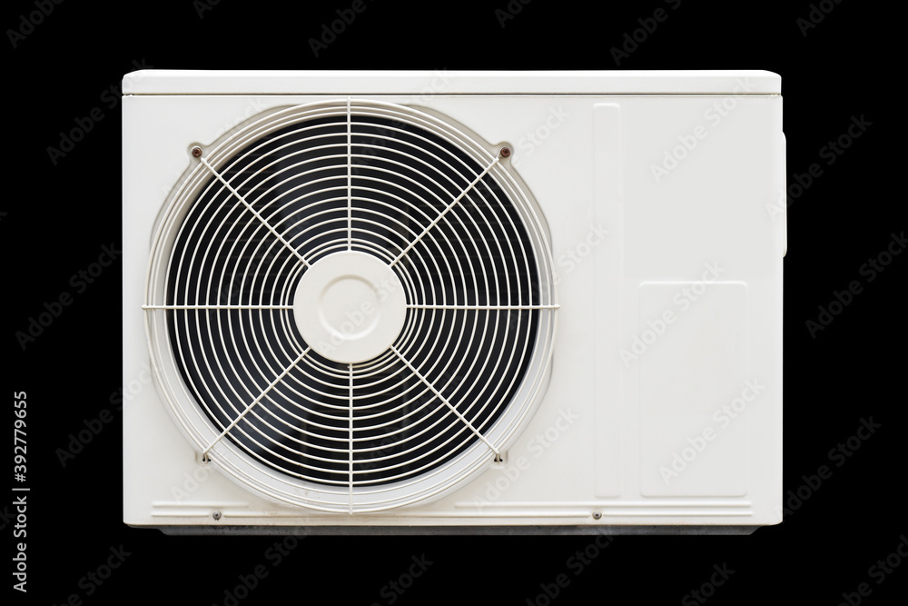 isolated air conditioner condenser, ductless mini-splits on black background. isolated air conditioner condenser, ductless mini-splits on black background.