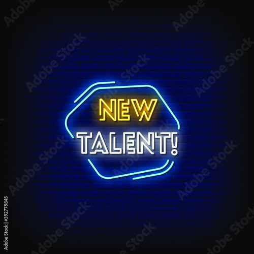 New Talent Neon Signs Style Text Vector