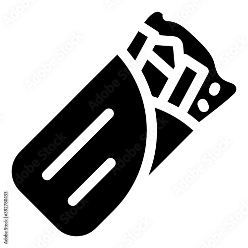 
Filling in a pita bread roll showing shawarma in solid icon
